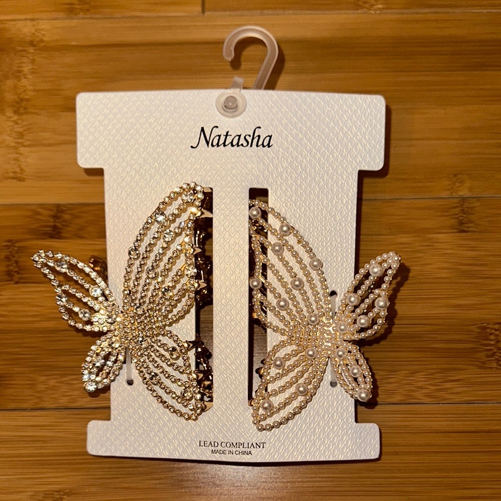 Natasha Couture Gold Ornate Butterfly Hair Accessories